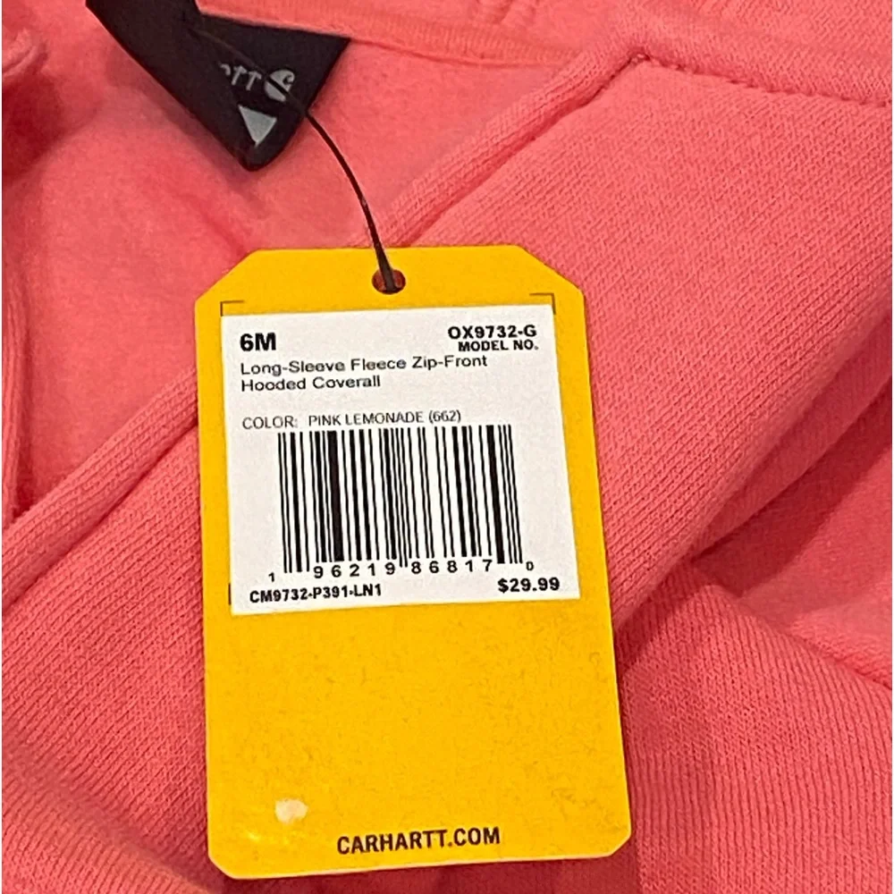 Carhartt Baby girl's Long-Sleeve Zip-Front Hooded Coverall 6 months NWT perfect - Picture 5 of 10